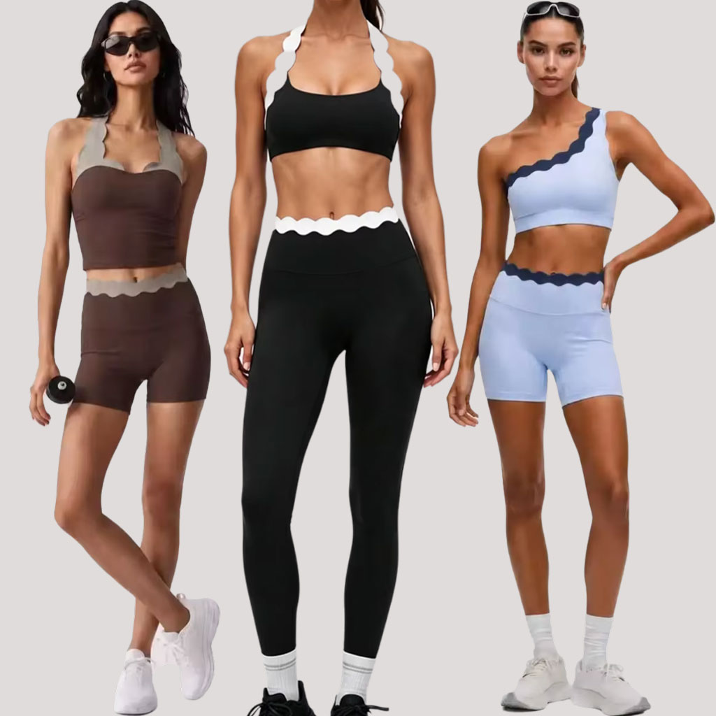 여성용 2피스 요가 의상 투톤 스캘럽 쉘 레이스 스포츠 - Lace Bralette Set 리뷰 및 가격