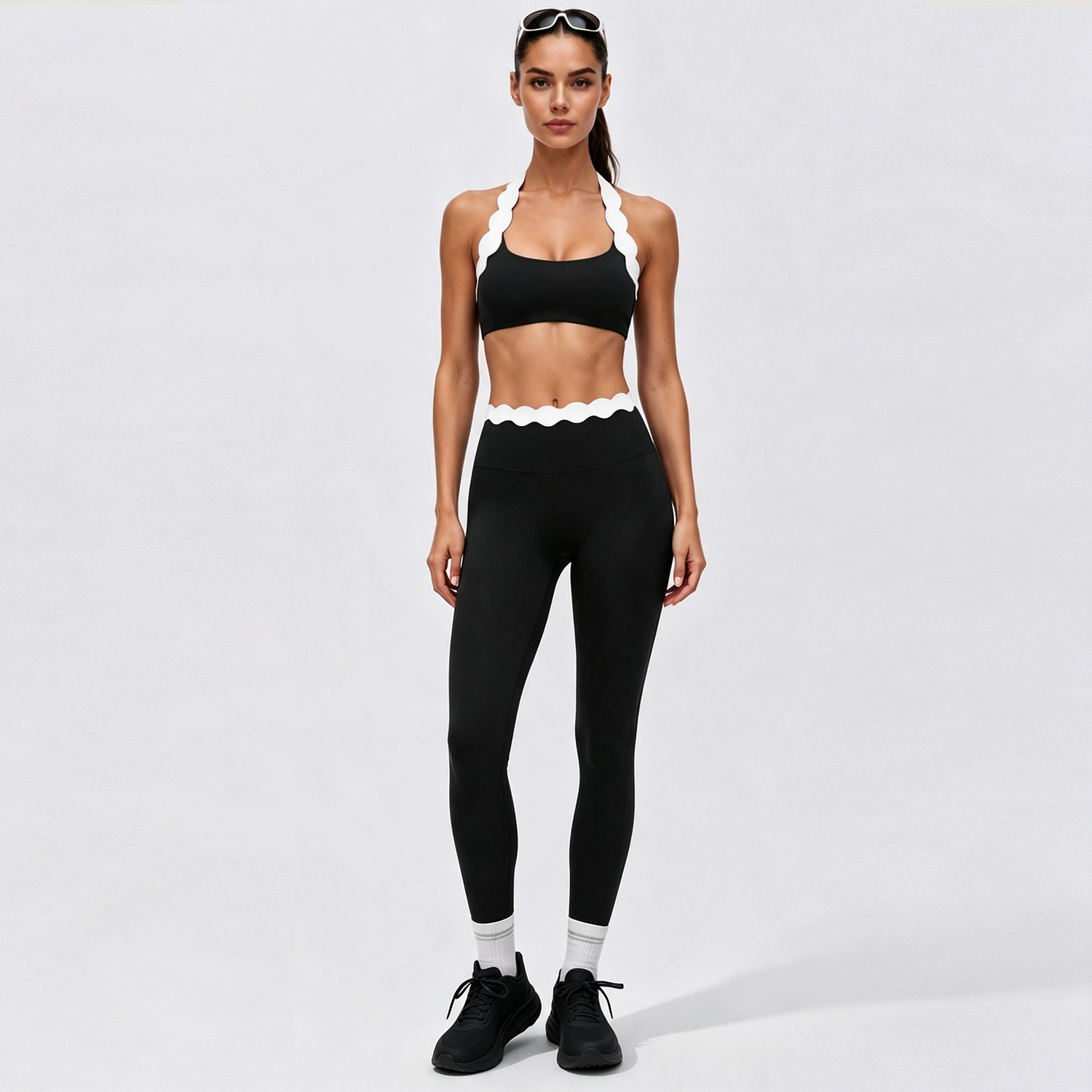 여성용 2피스 요가 의상 투톤 스캘럽 쉘 레이스 스포츠 - Lace Bralette Set 리뷰 및 가격