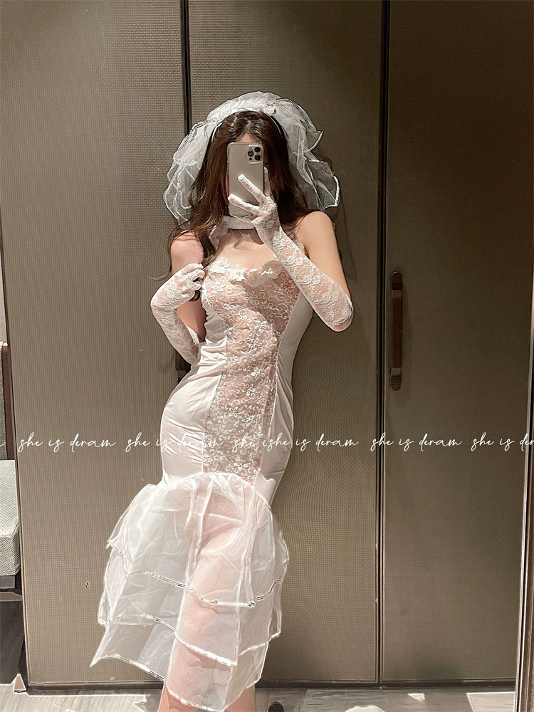 플러스 Qunque 섹시한 여성 신부 코스프레 유니폼, - Lace Bralette Set 리뷰 및 가격