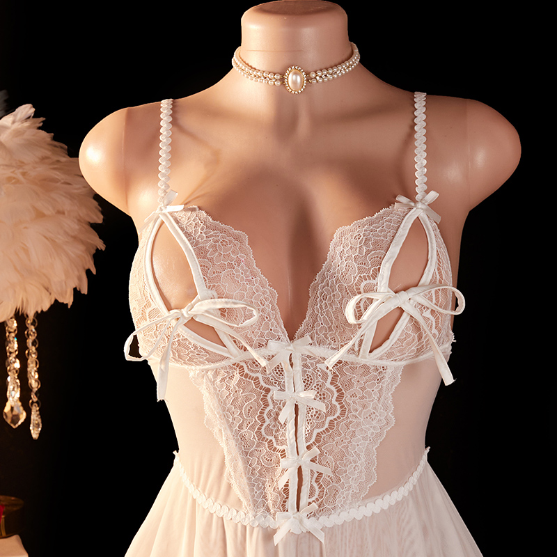 시스루 섹시 여성 란제리 딥 V 화이트 레이스 백리스  - Lace Bralette Set 리뷰 및 가격